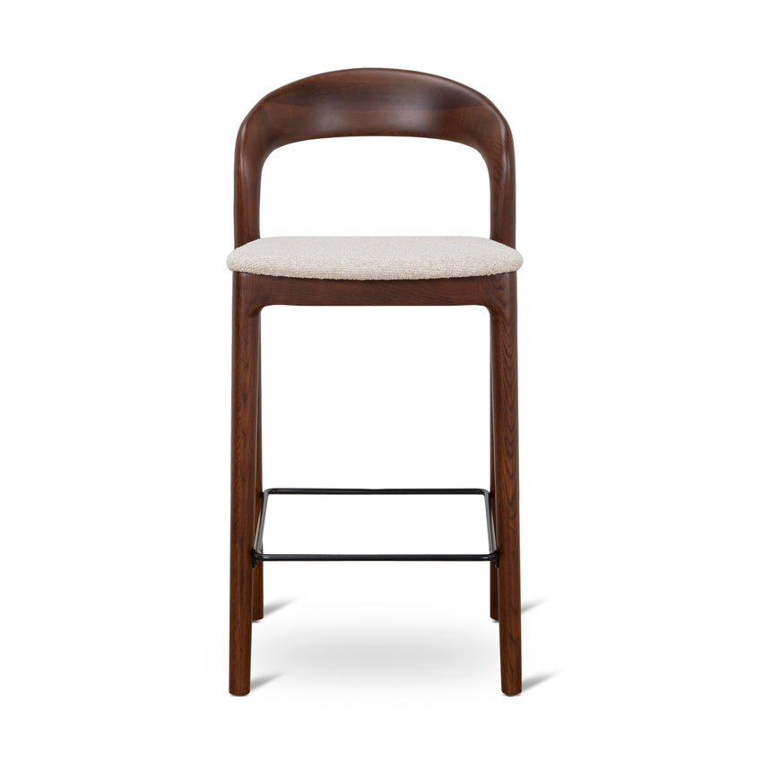 65cm Dark Brown Bar Stool - Beige (Set of 2) - View 4