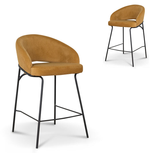 Black Bar Stool | Orange Gold Seat (Set of 2) | Myka Home