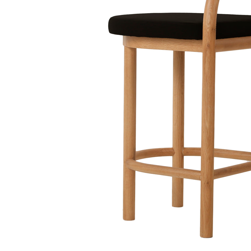 66cm Natural Bar Stool - Black Seat - View 2
