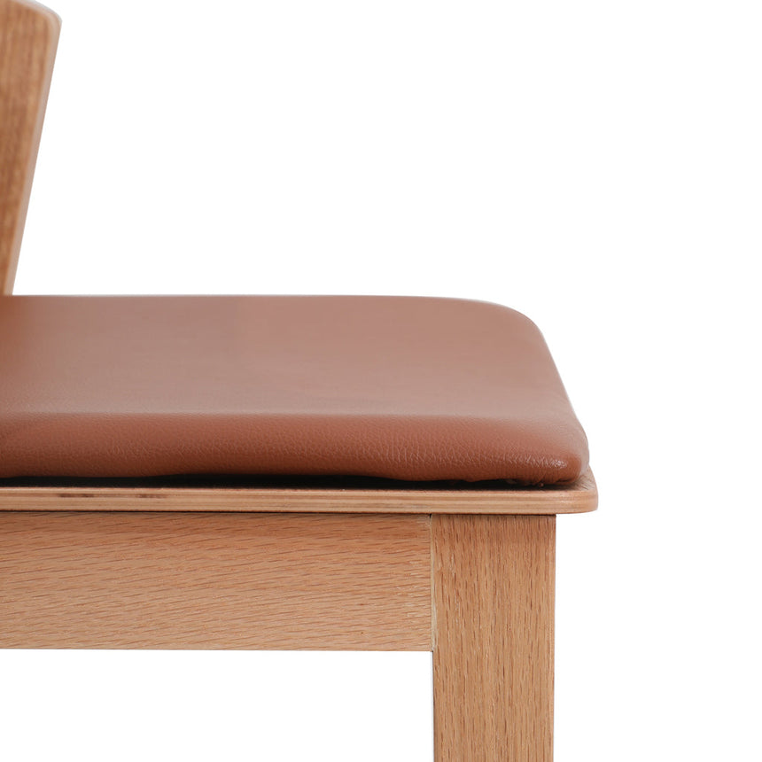 Natural Bar Stool - Brown Seat - View 7