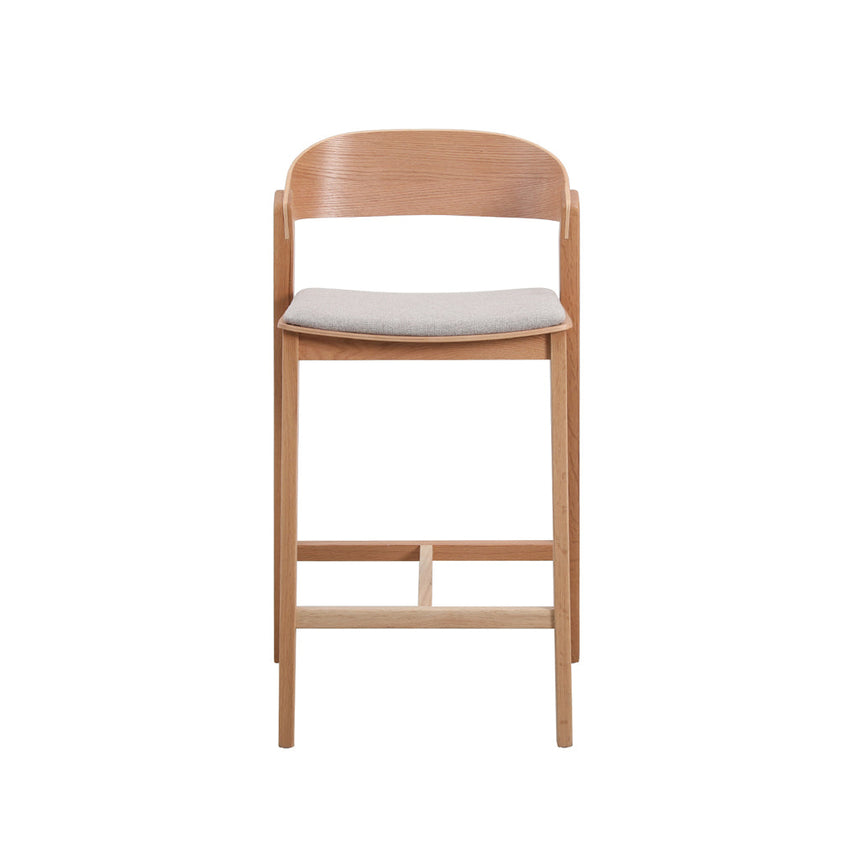 Natural Bar Stool - Grey Seat - View 2
