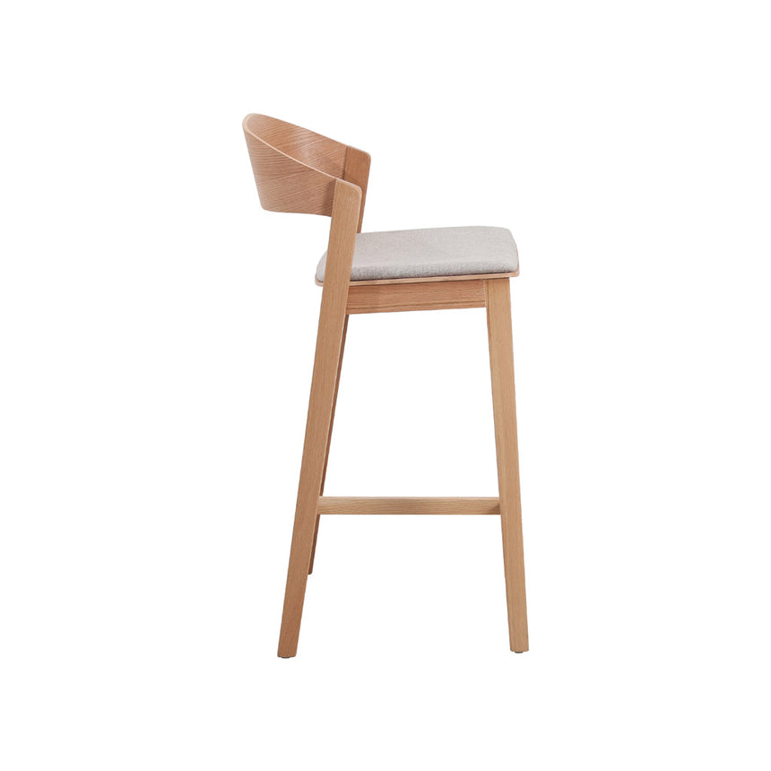 Natural Bar Stool - Grey Seat - View 3