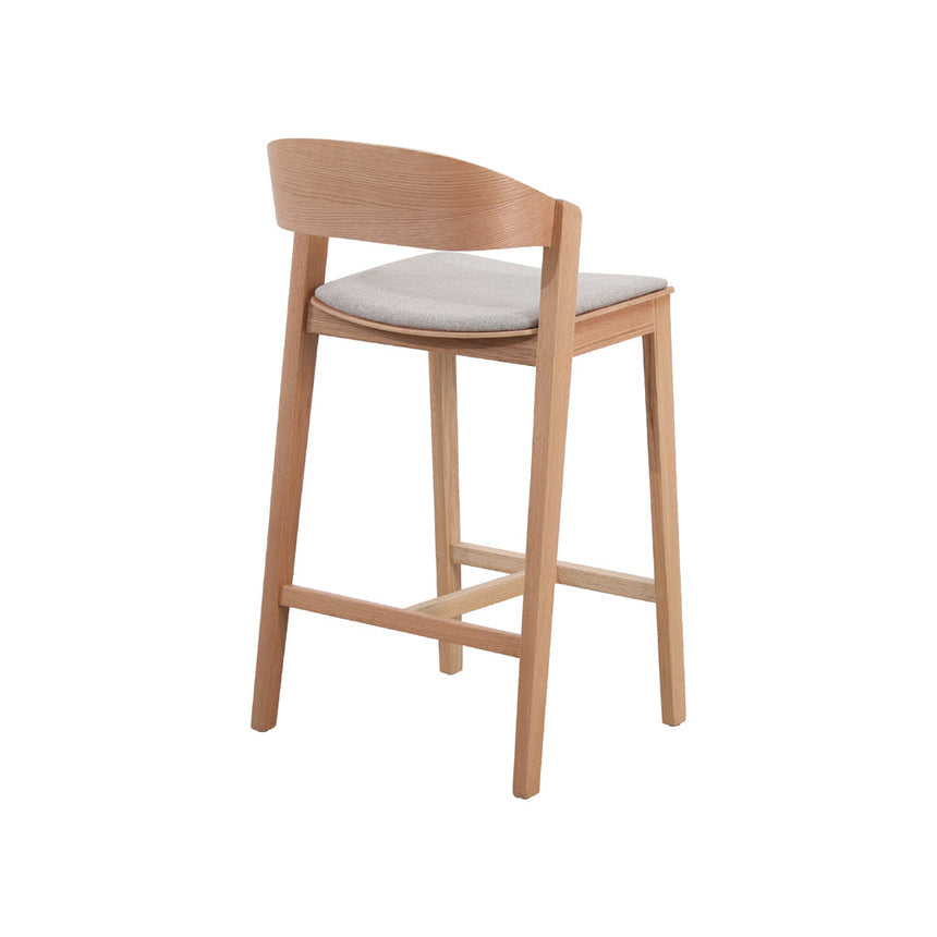 Natural Bar Stool - Grey Seat - View 4