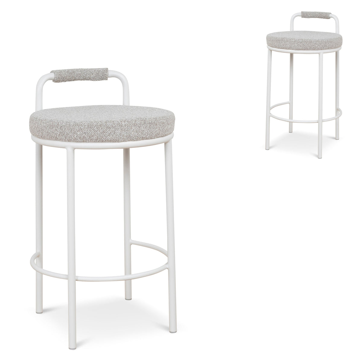 65CM White Bar Stool | Clay Grey (Set Of 2) | Myka Home