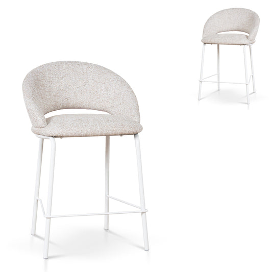 White Bar Stool | Pale Beige (Set Of 2) | Myka Home