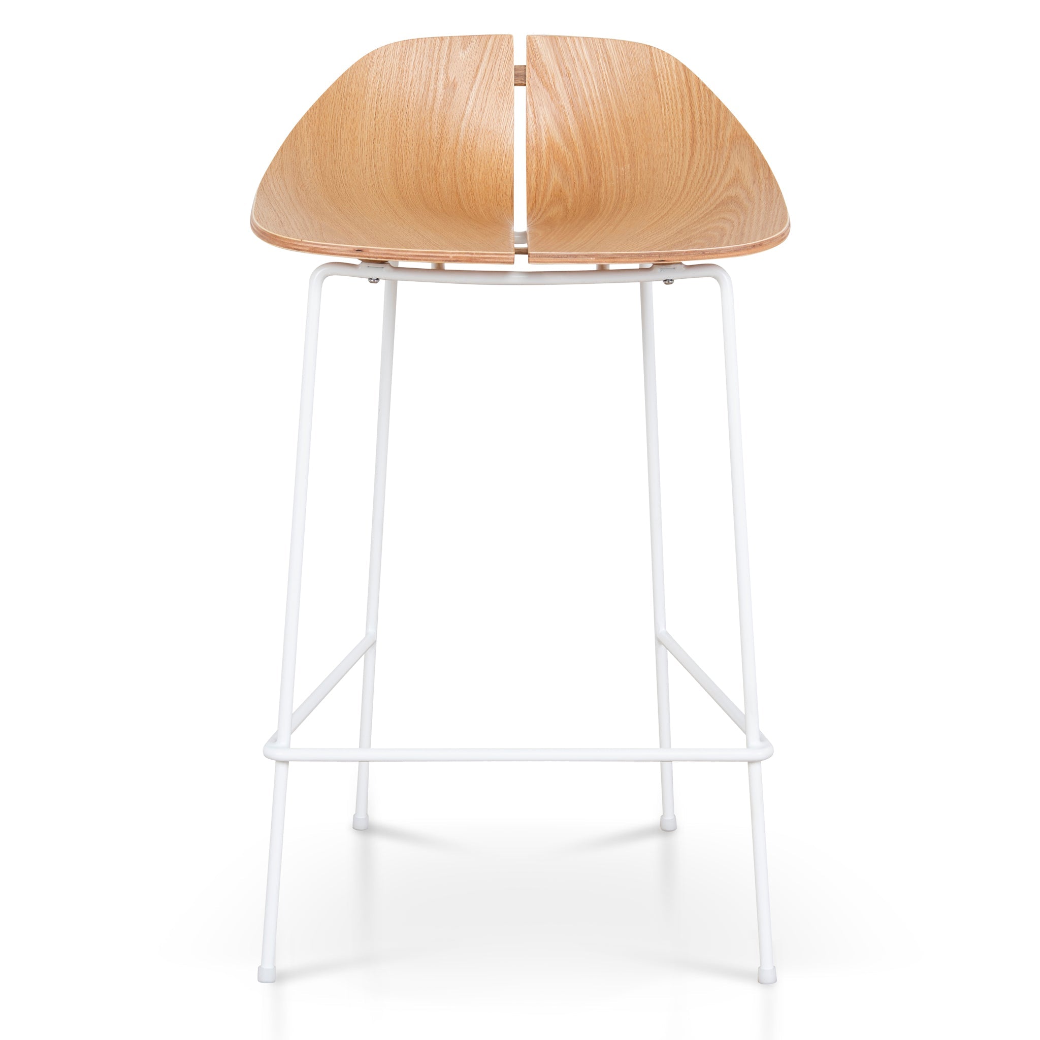 65cm Matte White Bar Stool | Natural | Myka Home - View 2