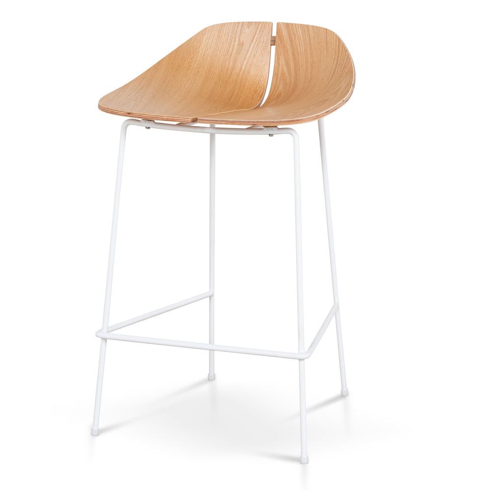 65cm Matte White Bar Stool | Natural | Myka Home