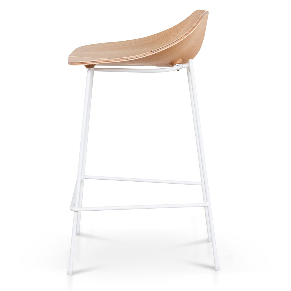 65cm Matte White Bar Stool | Natural | Myka Home - View 3