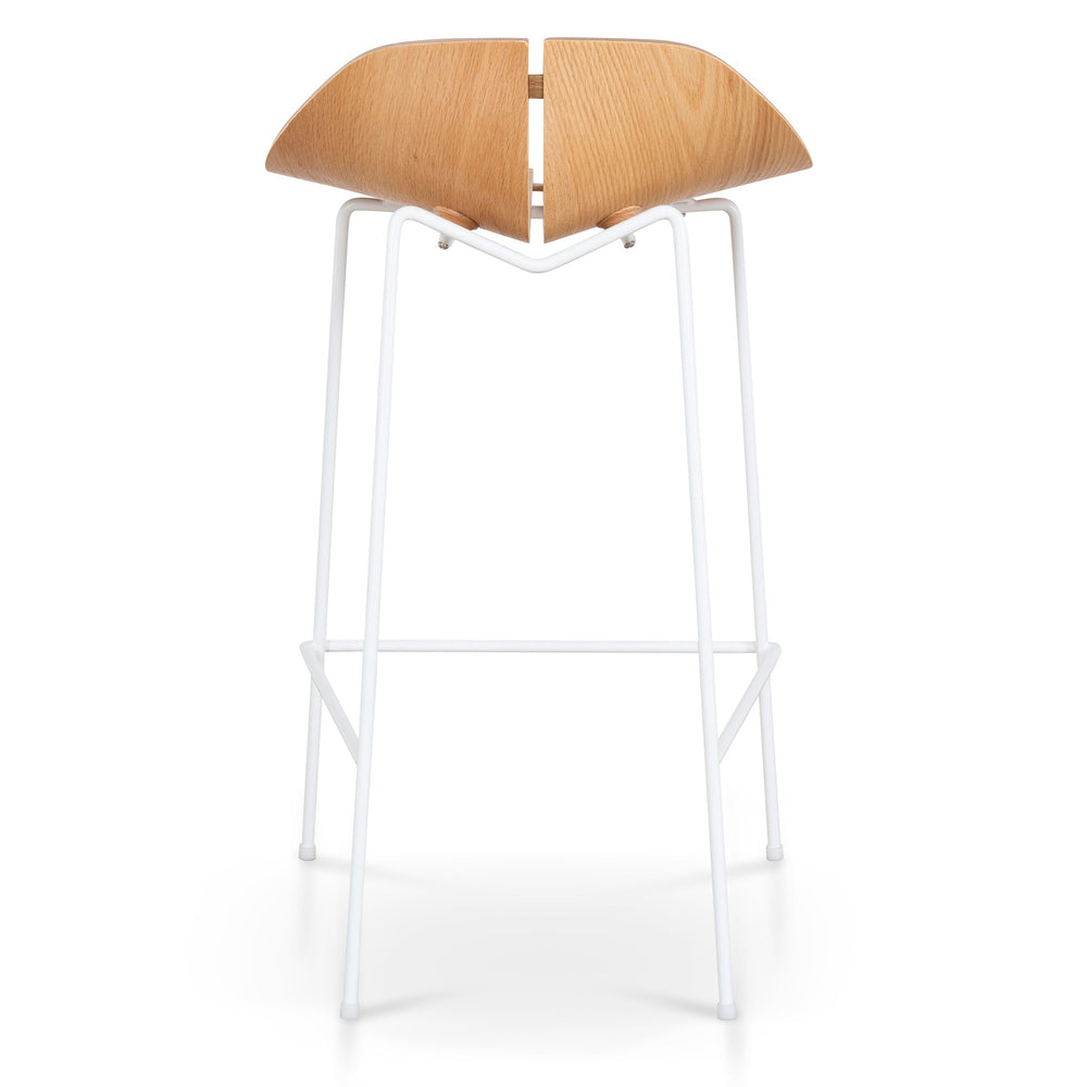 65cm Matte White Bar Stool | Natural | Myka Home - View 5