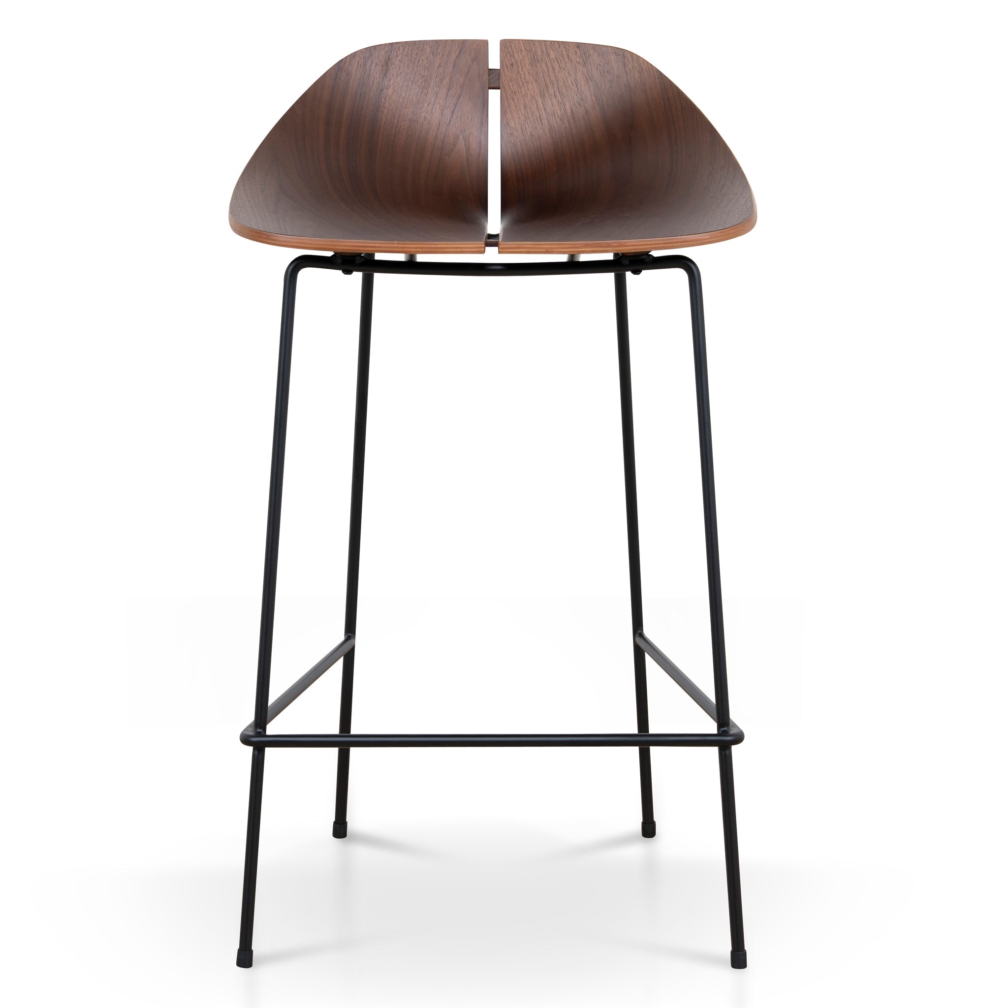 65cm Matte Black Bar Stool | Walnut | Myka Home - View 2