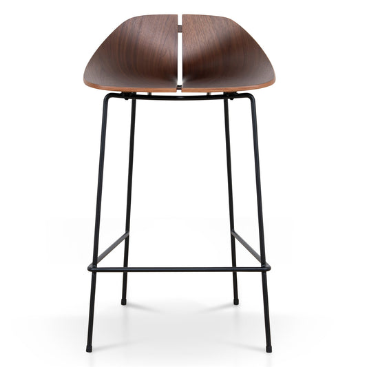 65cm Matte Black Bar Stool | Walnut | Myka Home