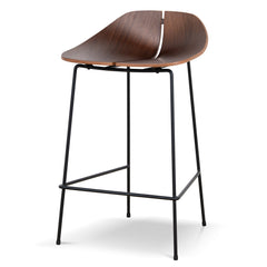 65cm Matte Black Bar Stool | Walnut | Myka Home