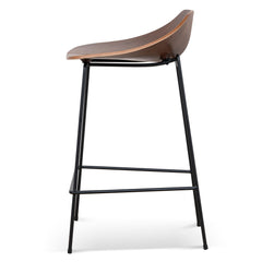 65cm Matte Black Bar Stool | Walnut | Myka Home