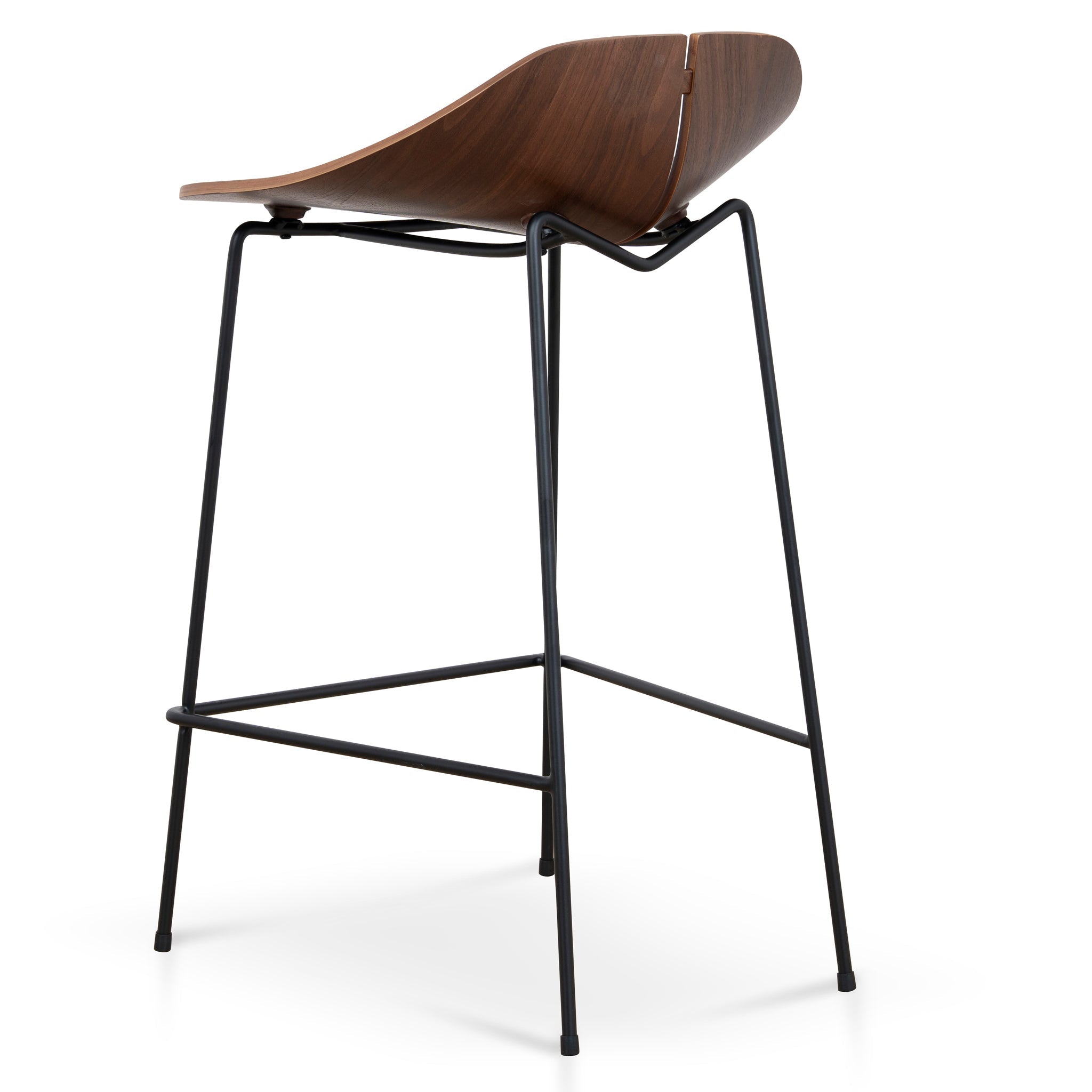 65cm Matte Black Bar Stool | Walnut | Myka Home - View 4