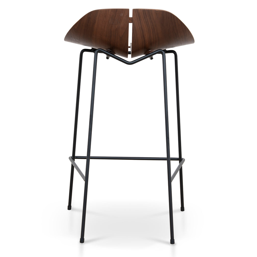 65cm Matte Black Bar Stool | Walnut | Myka Home - View 5