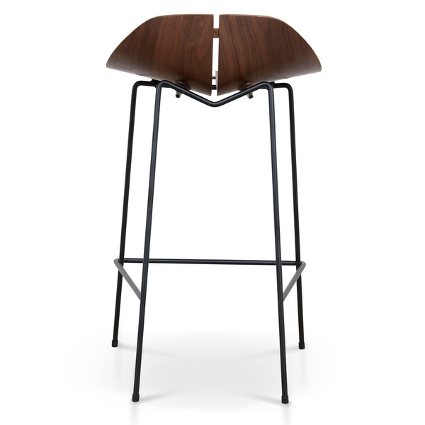 65cm Matte Black Bar Stool | Walnut | Myka Home - View 5