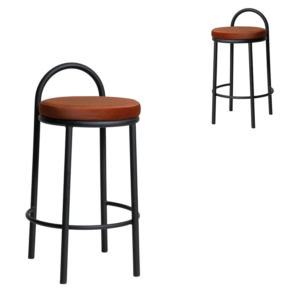 63cm Black Frame Bar Stool | Red Bronze (Set of 2) | Myka Home