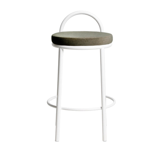 63cm White Frame Bar Stool | Dark Moss Green (Set of 2) | Myka Home