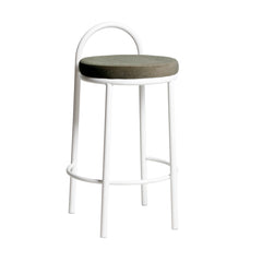 63cm White Frame Bar Stool | Dark Moss Green (Set of 2) | Myka Home