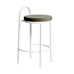 63cm White Frame Bar Stool | Dark Moss Green (Set of 2) | Myka Home