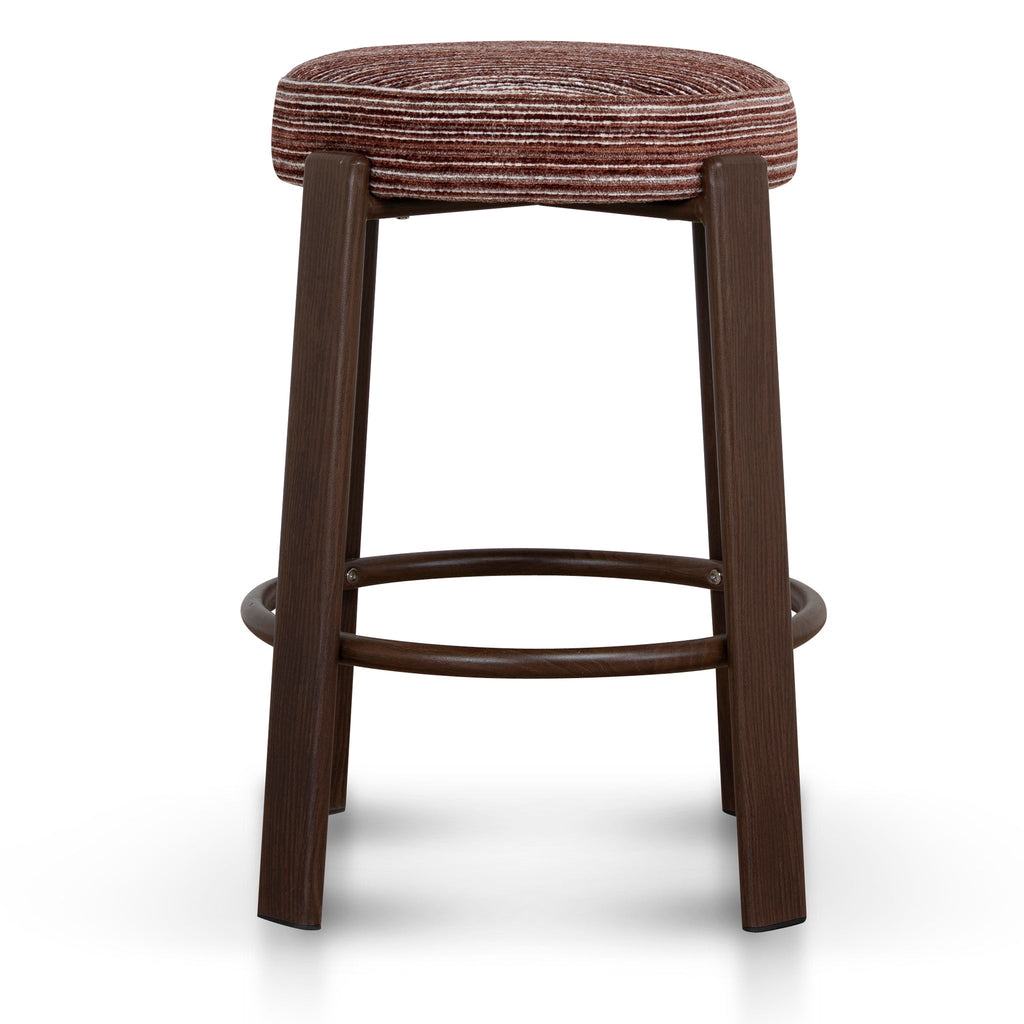 Walnut Barstool | Burgundy Stripe | Myka Home