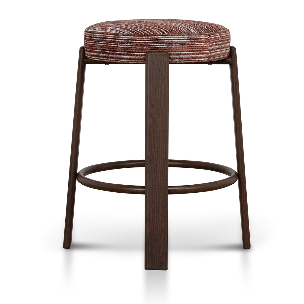 Walnut Barstool | Burgundy Stripe | Myka Home