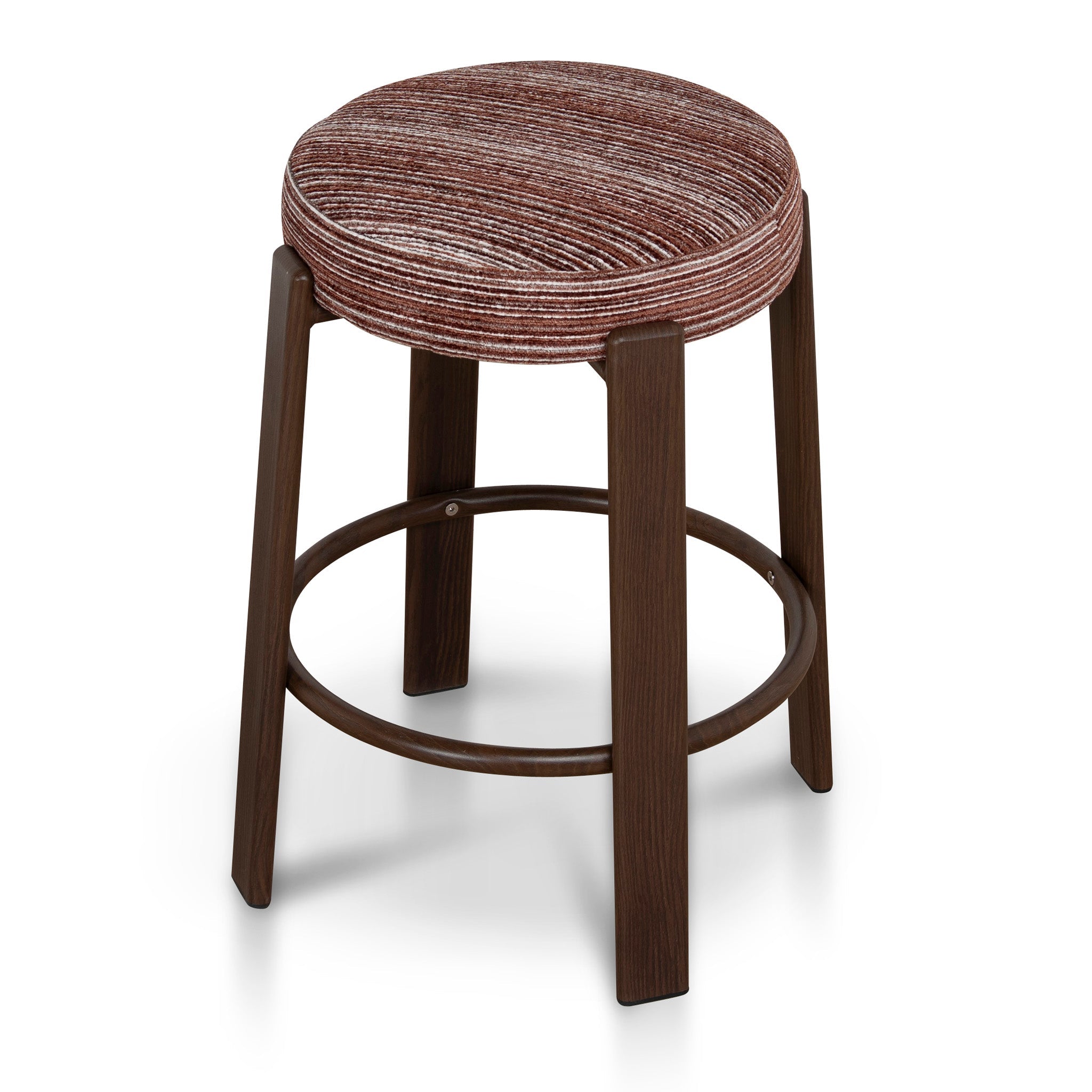 Walnut Barstool | Burgundy Stripe | Myka Home