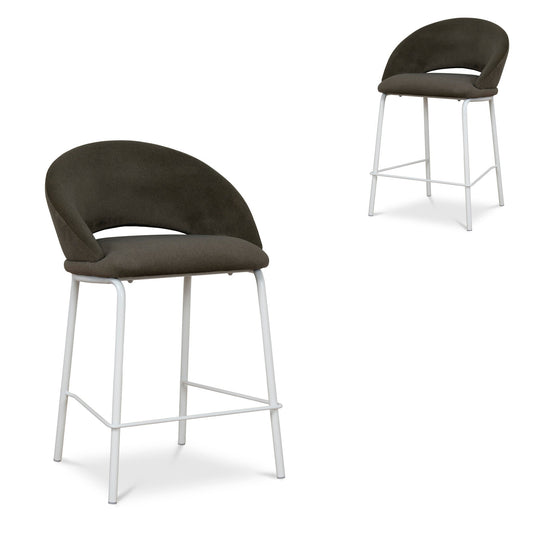 White Bar Stool | Dark Moss Green (Set Of 2) | Myka Home