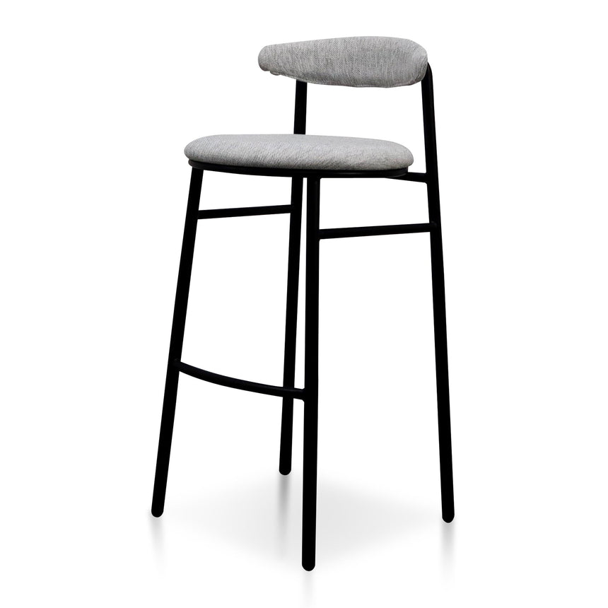 65cm Fabric Bar Stool - Silver Grey and Black Legs (Set of 2) - View 2