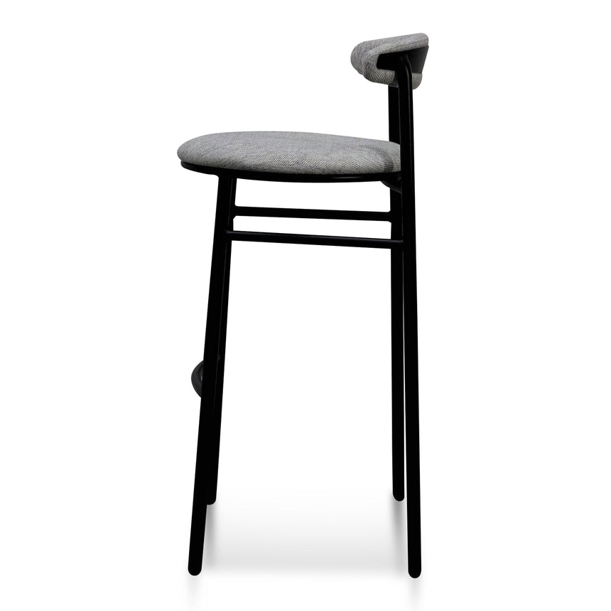 65cm Fabric Bar Stool - Silver Grey and Black Legs (Set of 2) - View 4