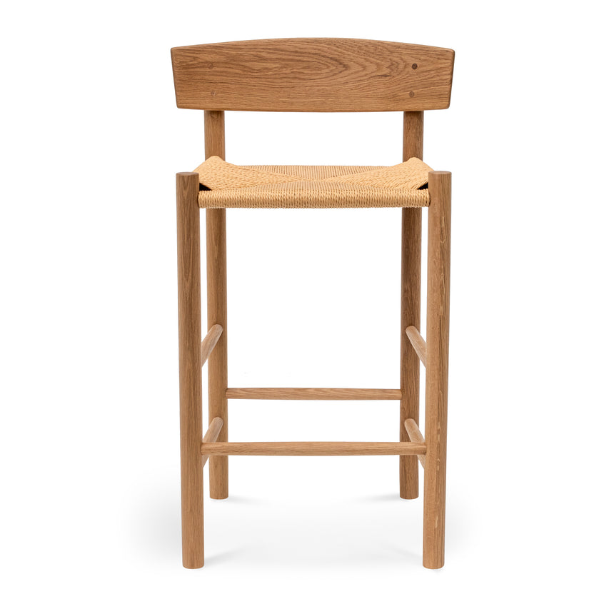 65cm Bar Stool - Natural with Back Rest - View 2