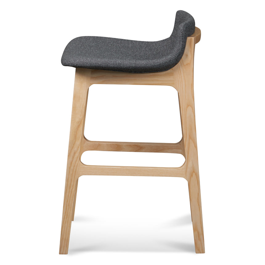 65cm Grey Bar Stool - Natural Legs - View 3