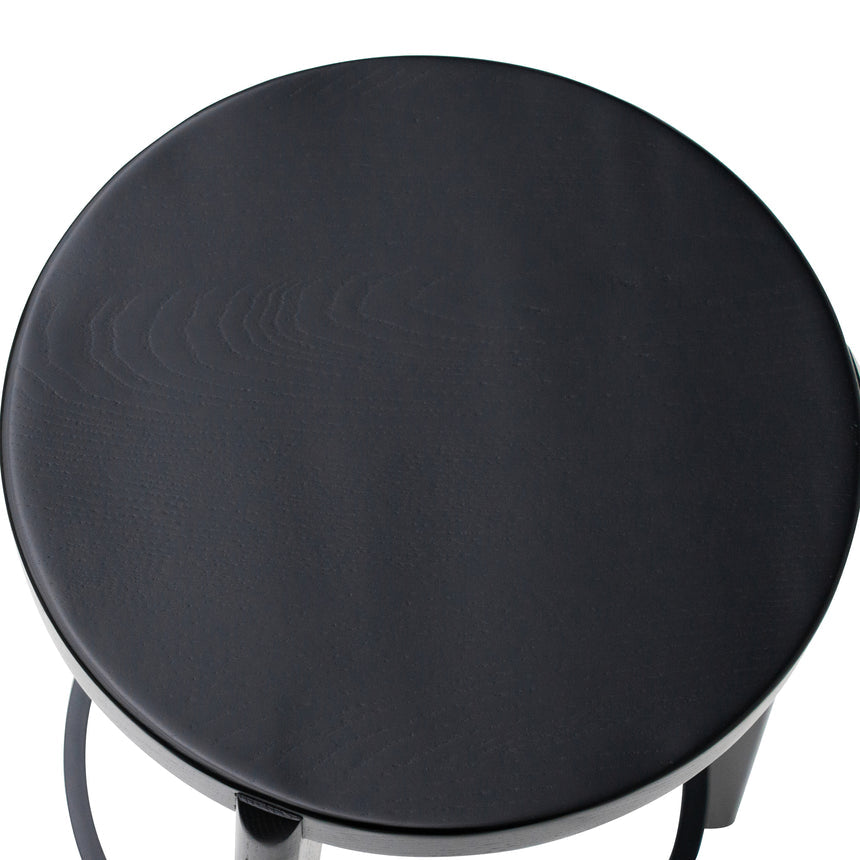 65cm Solid wood Bar Stool - Full Black - View 3