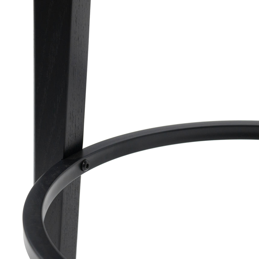 65cm Solid wood Bar Stool - Full Black - View 4