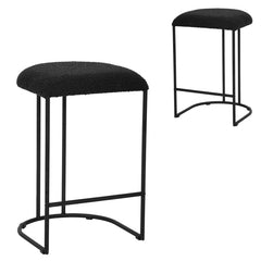 CBS8173-FH 65cm Bar Stool - Black Boucle (Set of 2)