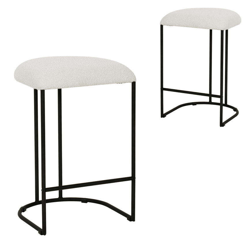 65cm Bar Stool - Cottage White Boucle (Set of 2)