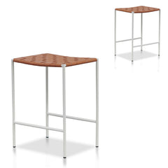 CBS8348-SU White Frame Bar stool - Tan (Set of 2)