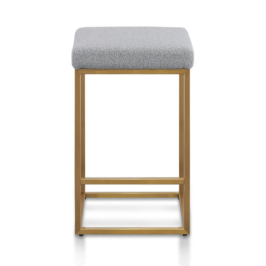 CBS8358-BS Hail Grey Bar Stool - Brushed Gold Base