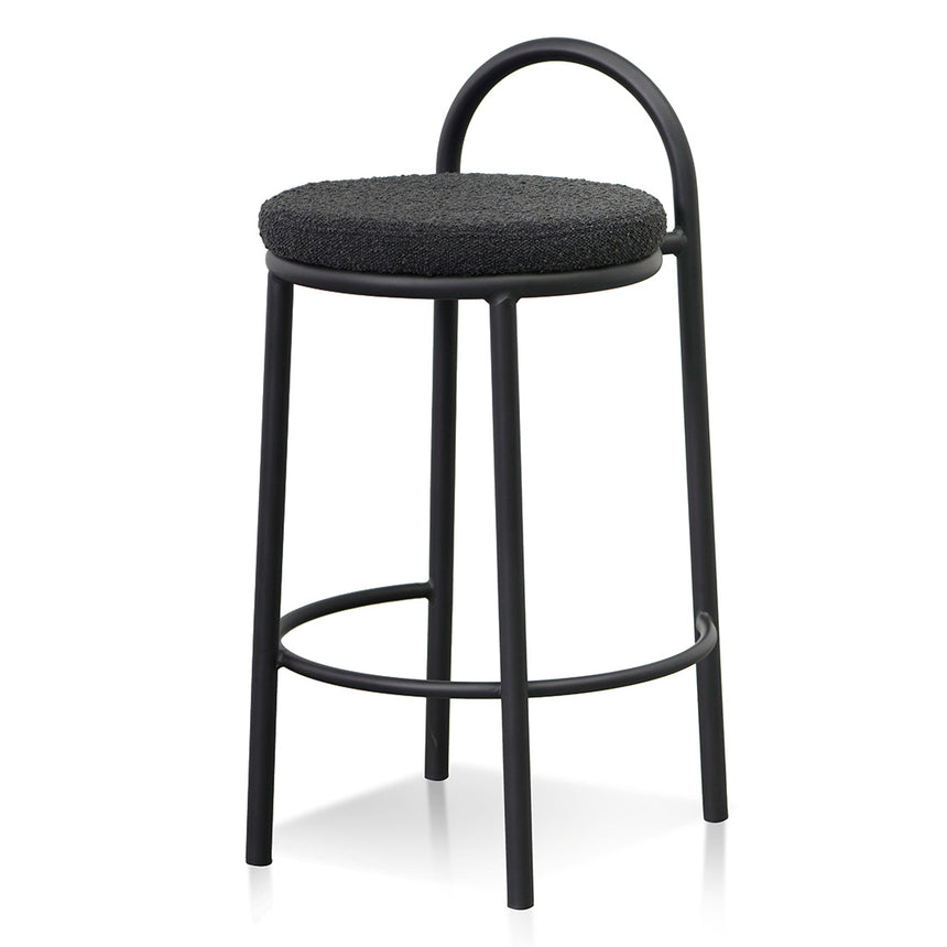 63cm Bar Stool - Black Boucle (Set of 2) - View 8