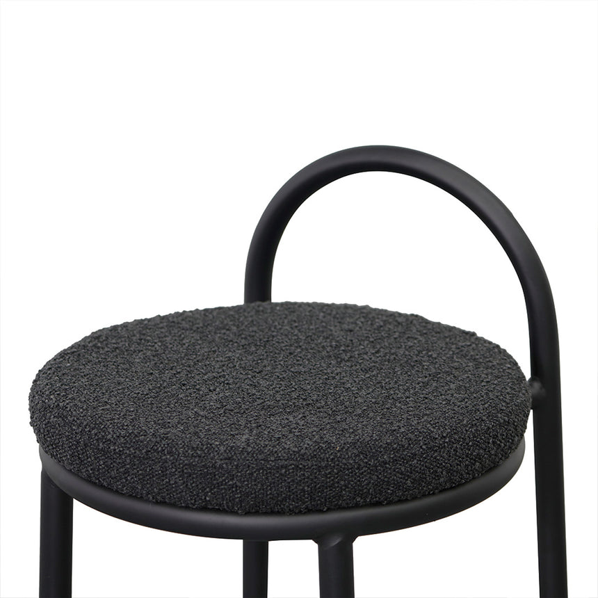 63cm Bar Stool - Black Boucle (Set of 2) - View 5