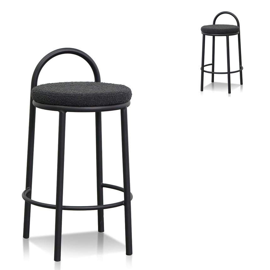 63cm Bar Stool - Black Boucle (Set of 2)