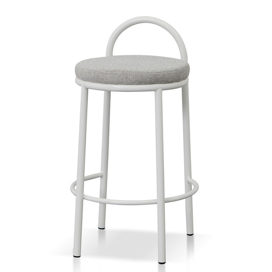 CBS8459-FH 63cm White Frame Bar Stool - Coastal Light Grey (Set of 2)