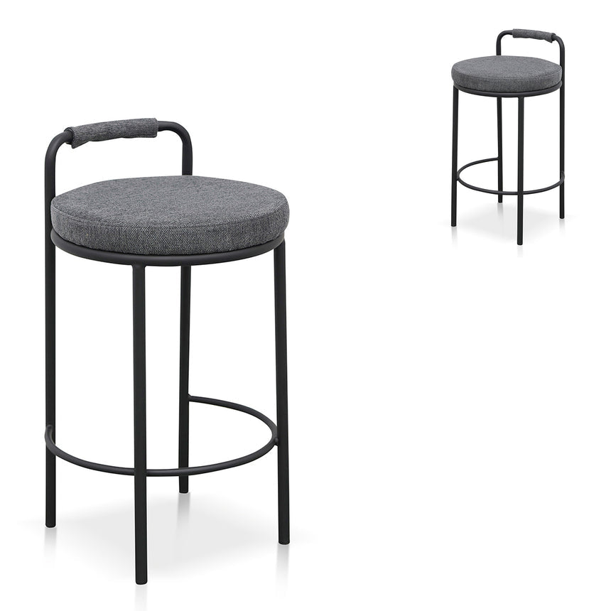 x2 65cm Bar Stool - Charcoal Grey (Set of 2)