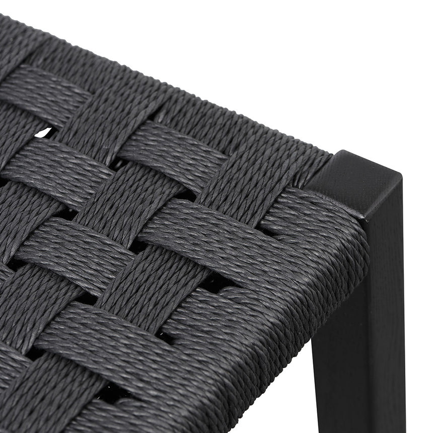 65cm Rattan Bar Stool - Full Black - View 5