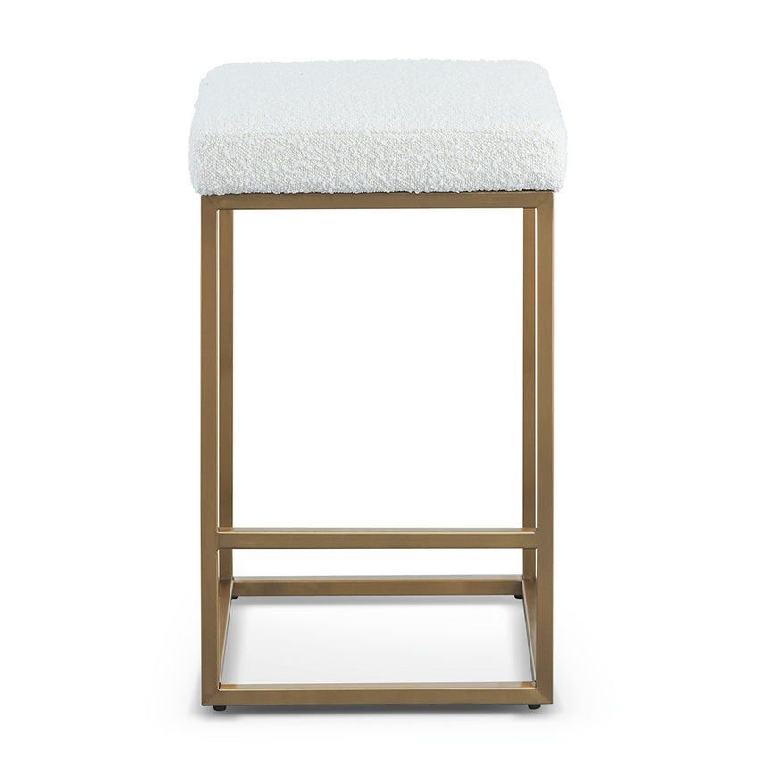 Daisy White Boucle Bar Stool - Brushed Gold Base - View 2