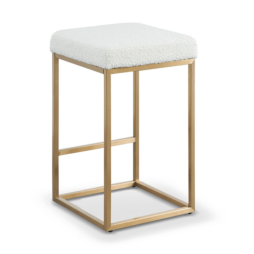 Daisy White Boucle Bar Stool - Brushed Gold Base - View 6