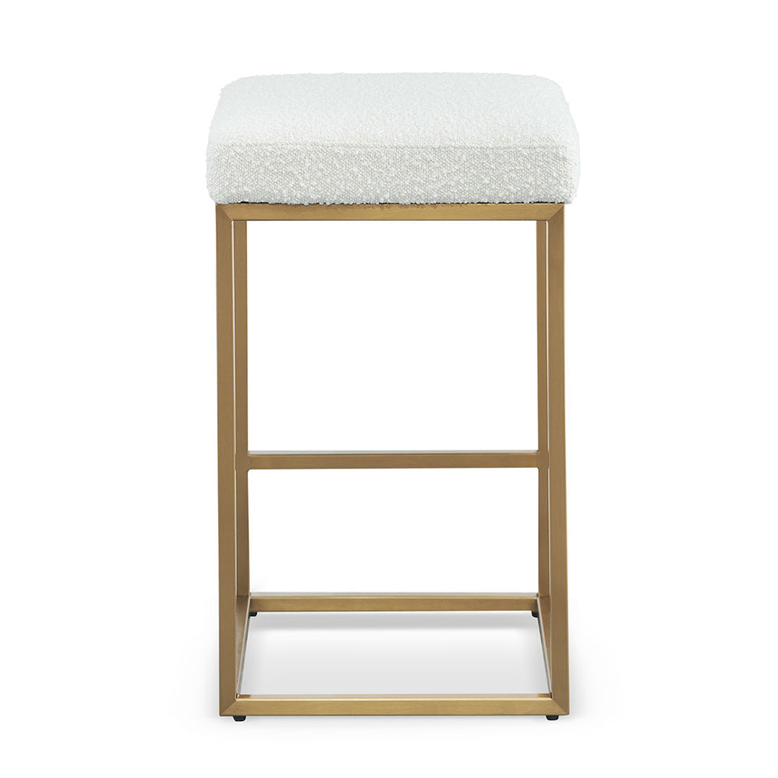 Daisy White Boucle Bar Stool - Brushed Gold Base - View 7