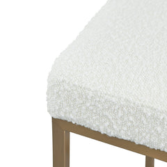 CBS8564-BS Daisy White Boucle Bar Stool - Brushed Gold Base