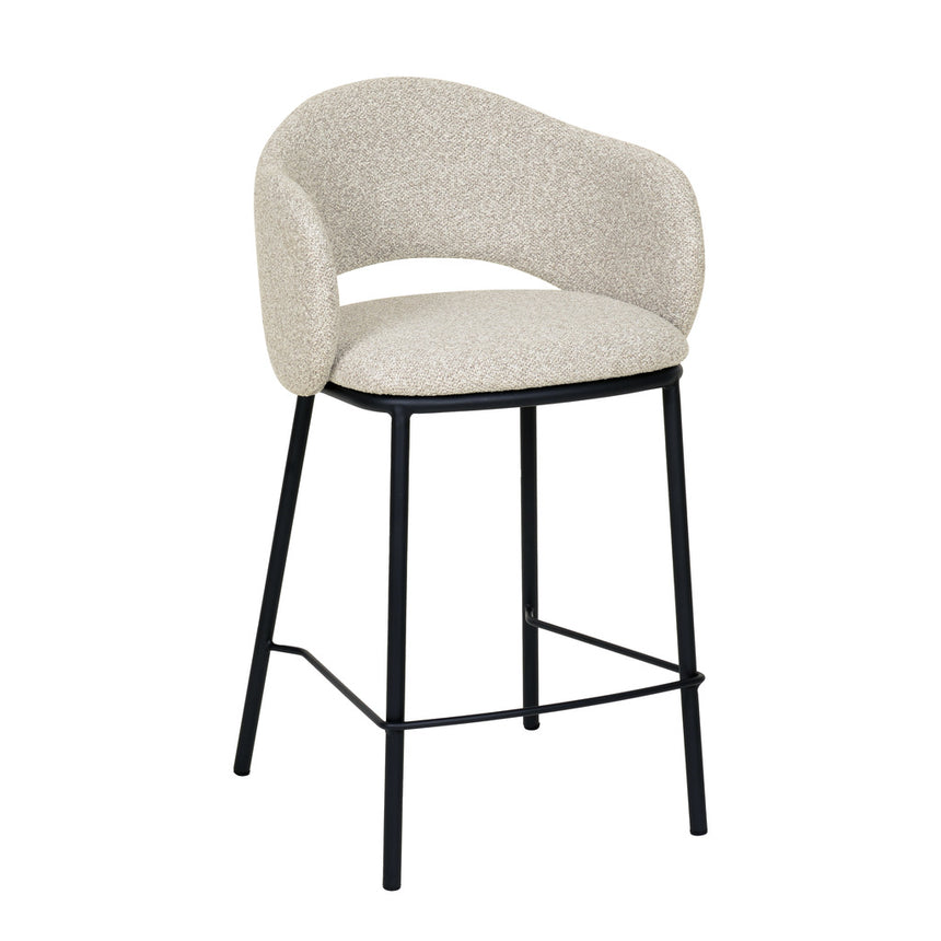 65cm Black Bar Stool - Clay Grey (Set of 2) - View 2