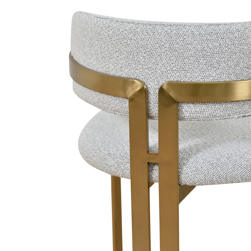 65cm Brushed Gold Bar Stool - Grey Boucle - View 10